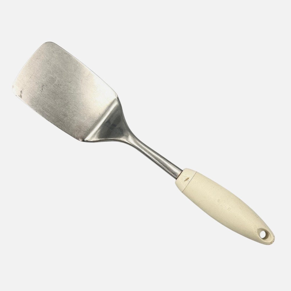Vintage Pyrex Spatula Turner Flipper Stainless Steel Utensil White Silver 13.25"